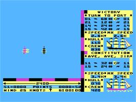 In game image of Broadsides on the Atari 8-bit.