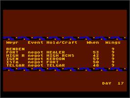 In game image of Dragonriders of Pern on the Atari 8-bit.