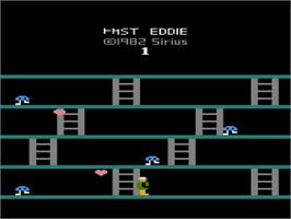 In game image of Fast Eddie on the Atari 8-bit.
