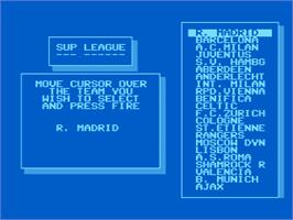 In game image of Footballer of the Year on the Atari 8-bit.