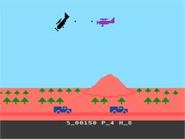 In game image of HellCat Ace on the Atari 8-bit.