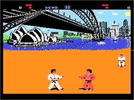 In game image of International Karate on the Atari 8-bit.