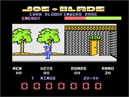 In game image of Joe Blade 2 on the Atari 8-bit.