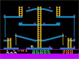 In game image of Jumpman Junior on the Atari 8-bit.