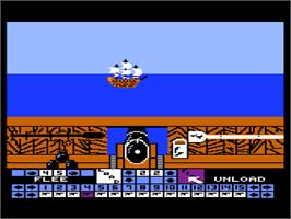 In game image of Pirates of the Barbary Coast on the Atari 8-bit.