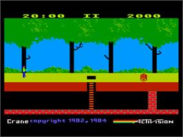 In game image of Pitfall on the Atari 8-bit.