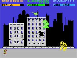 In game image of Rampage on the Atari 8-bit.
