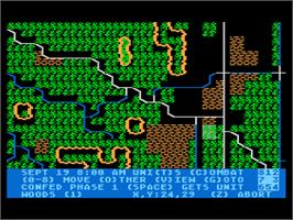 In game image of Rebel Charge at Chickamauga on the Atari 8-bit.