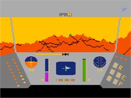 In game image of Rescue on Fractalus on the Atari 8-bit.