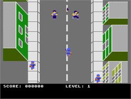 In game image of SWAT on the Atari 8-bit.