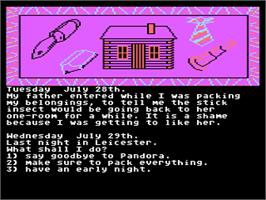 In game image of Secret Diary of Adrian Mole on the Atari 8-bit.