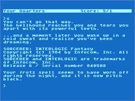 In game image of Sorcerer on the Atari 8-bit.