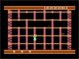 In game image of Squish 'em on the Atari 8-bit.