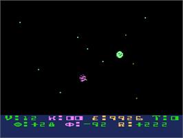 In game image of Star Raiders on the Atari 8-bit.