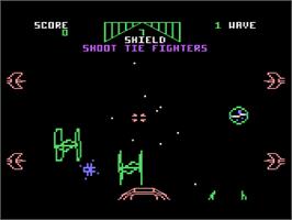 In game image of Star Wars: Return of the Jedi - Death Star Battle on the Atari 8-bit.