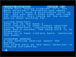 In game image of Starcross on the Atari 8-bit.