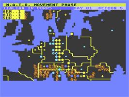 In game image of Theatre Europe on the Atari 8-bit.
