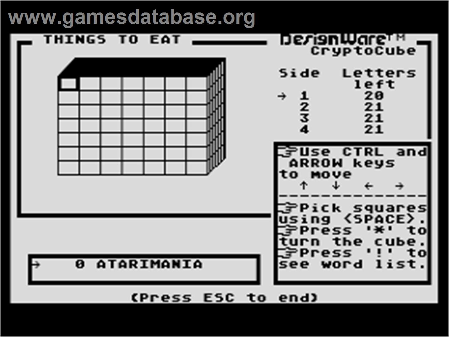 Crypto Cube - Atari 8-bit - Artwork - In Game