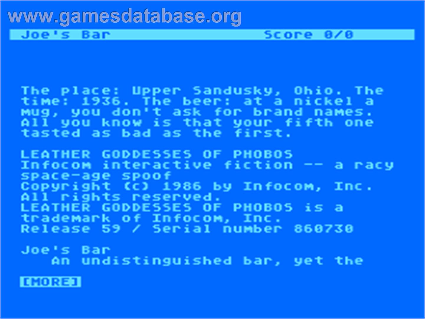 Leather Goddesses of Phobos - Atari 8-bit - Artwork - In Game