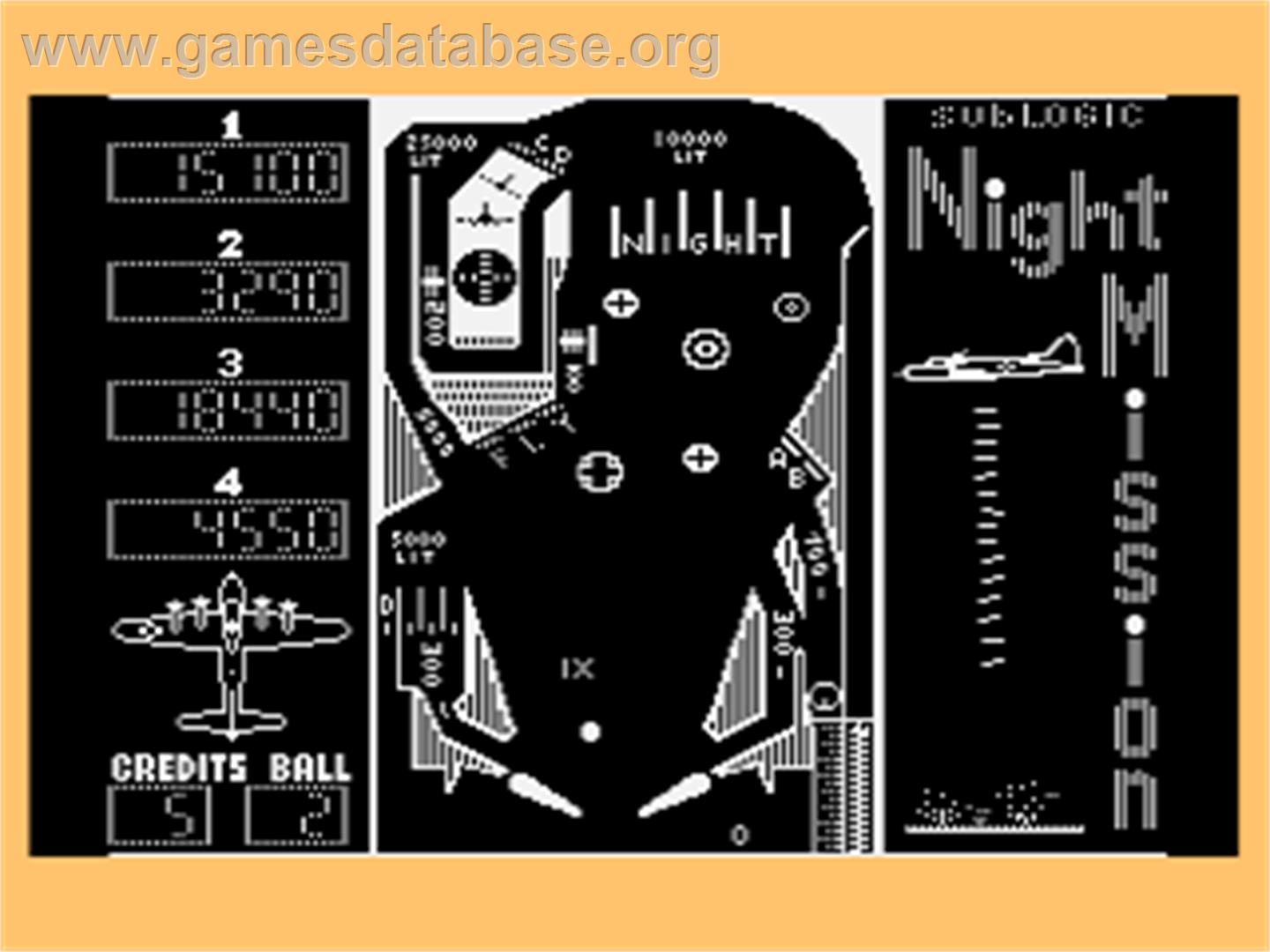 Night Mission Pinball - Atari 8-bit - Artwork - In Game