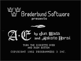 Title screen of A.E. on the Atari 8-bit.