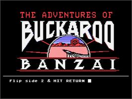 Title screen of Adventures of Buckaroo Banzai Across the Eighth Dimension on the Atari 8-bit.