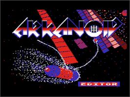 Title screen of Arkanoid on the Atari 8-bit.