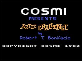 Title screen of Aztec Challenge on the Atari 8-bit.