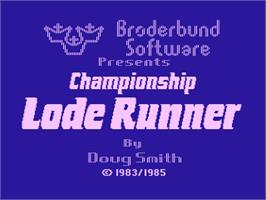 Title screen of Championship Lode Runner on the Atari 8-bit.