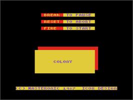 Title screen of Colony on the Atari 8-bit.