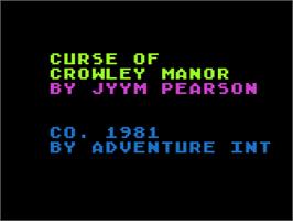Title screen of Curse of Crowley Manor on the Atari 8-bit.