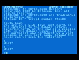 Title screen of Deadline on the Atari 8-bit.