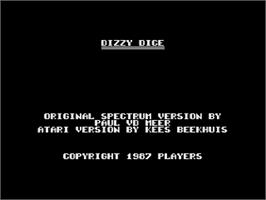 Title screen of Dizzy Dice on the Atari 8-bit.