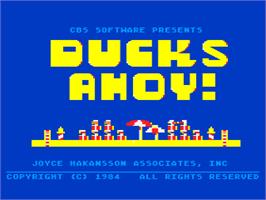 Title screen of Ducks Ahoy on the Atari 8-bit.