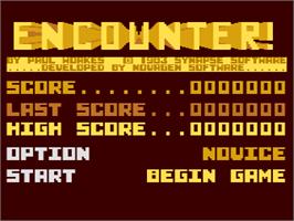 Title screen of Encounter on the Atari 8-bit.