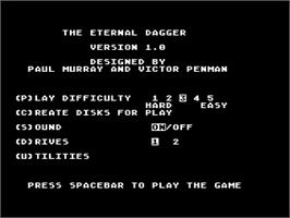 Title screen of Eternal Dagger on the Atari 8-bit.