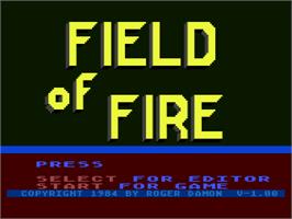 Title screen of Field of Fire on the Atari 8-bit.
