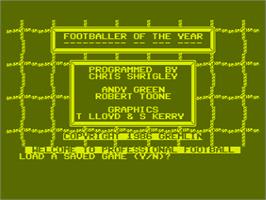 Title screen of Footballer of the Year on the Atari 8-bit.