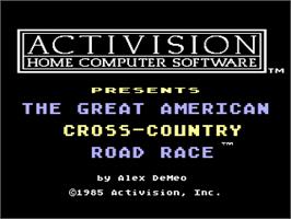Title screen of Great American Cross-Country Road Race on the Atari 8-bit.
