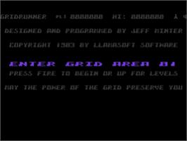 Title screen of Grid Runner on the Atari 8-bit.