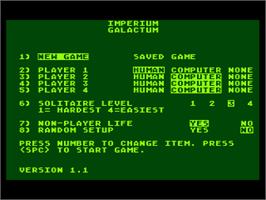 Title screen of Imperium Galactum on the Atari 8-bit.