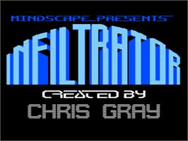 Title screen of Infiltrator on the Atari 8-bit.