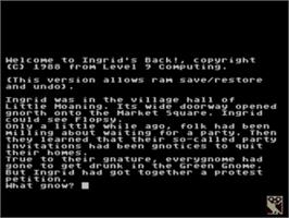 Title screen of Ingrid's Back on the Atari 8-bit.