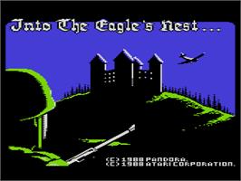 Title screen of Into the Eagle's Nest on the Atari 8-bit.