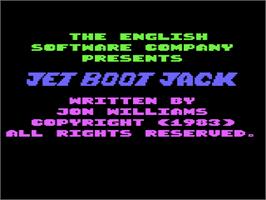 Title screen of Jet Boot Jack on the Atari 8-bit.
