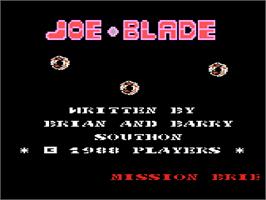 Title screen of Joe Blade 2 on the Atari 8-bit.