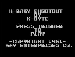 Title screen of K-Razy Shootout on the Atari 8-bit.
