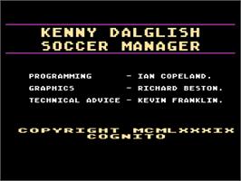 Title screen of Kenny Dalglish Soccer Manager on the Atari 8-bit.