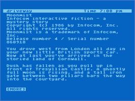 Title screen of Moonmist on the Atari 8-bit.