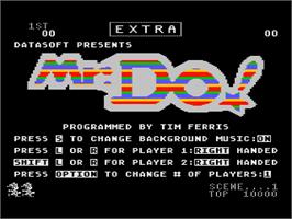 Title screen of Mr. Do! on the Atari 8-bit.